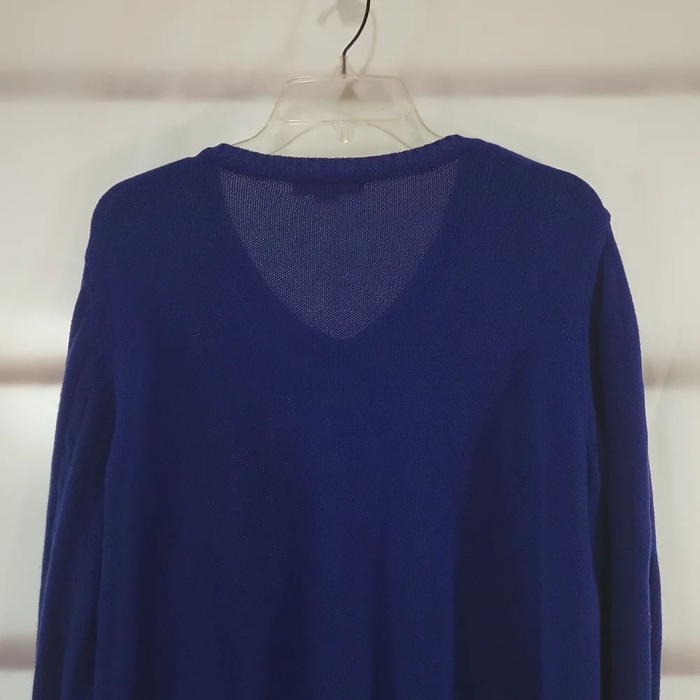 Pre-owned Blue Woman Within Long Sleeve V-Neck Sweater - Picture 6 of 11